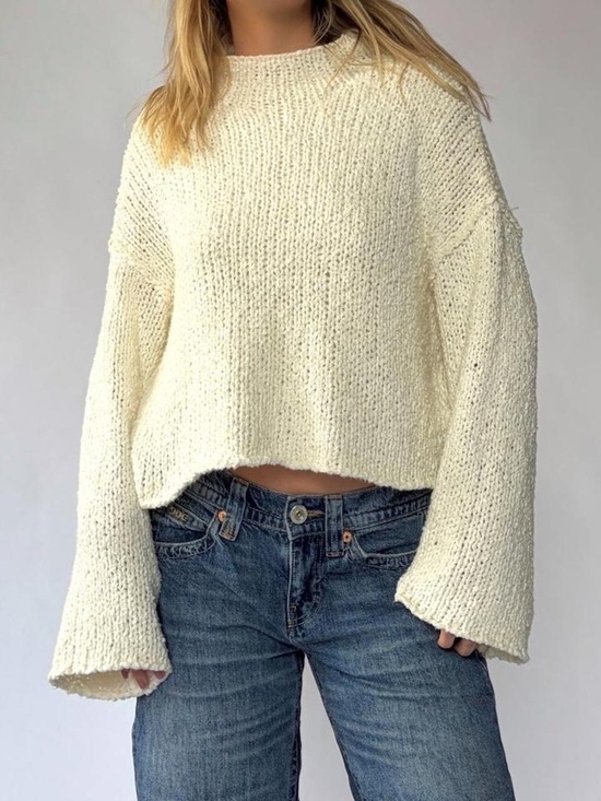 Anthropologie Sweaters - Anthropologie Bell Sleeve Knit Sweater Medium Cream